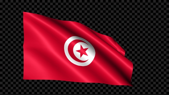 Tunisia Flag Blowing In The Wind