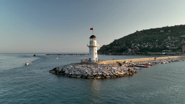 Light House Aerial view 4K Turkey Alanya