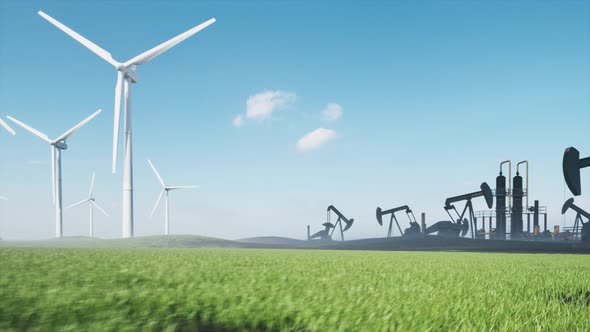 Wind turbines and oil pump jack alt