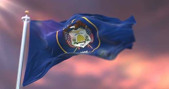 Flag of Utah State at Sunset