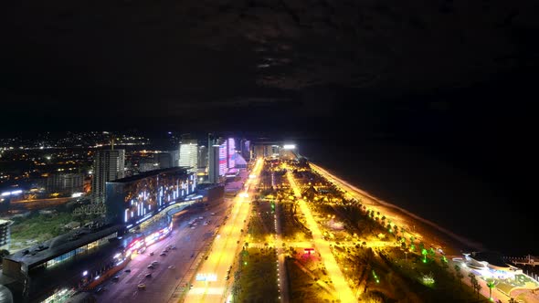 Time lapse shot of Lekh and Maria Kachinski park in Batumi, Georgia