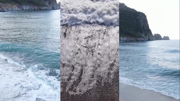 Three in One Vertical Video of the Sea Near the Shore