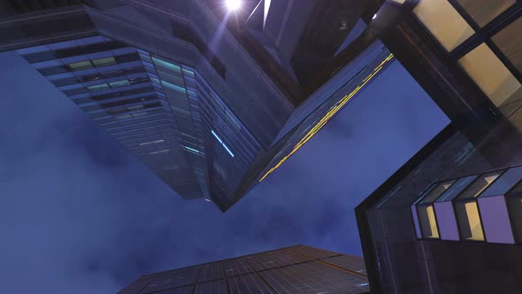 Skyscraper to the sky at night 