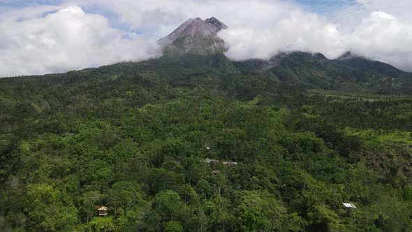 Scenic view in Merapi Mountain, one of popular destination in Yogyakarta, Indonesia.