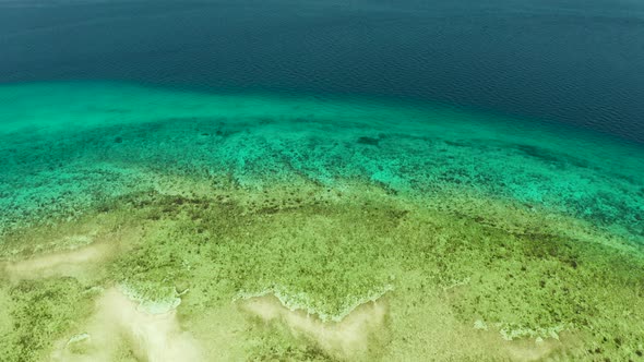 Tropical Landscape with Blue Sea and Coral Reef