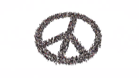 People Gathering And Forming Peace Symbol alt