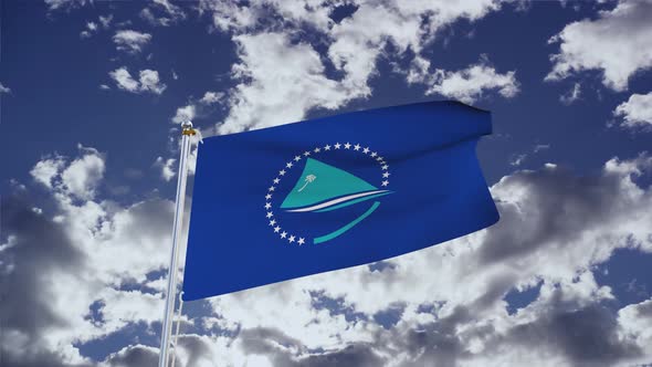 Pacific Community Flag With Sky 4k