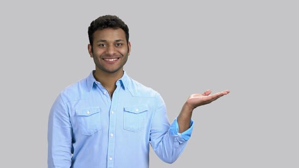 Hindu Man Shows Both Palms Up