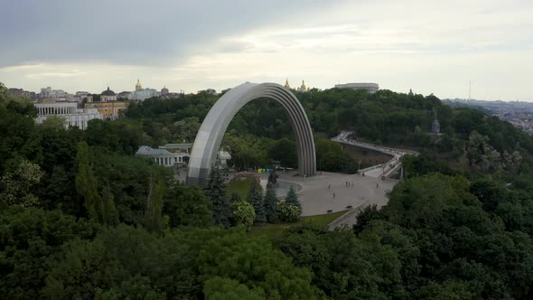 Panoramic View of Arch of Friendship of Peoples From the Sky