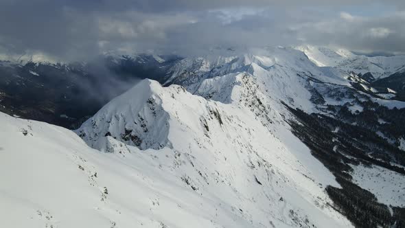 Aerial View of the Aibga Range of the Caucasus Mountain