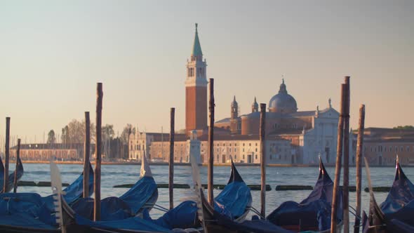Covered Gondola Boats in Venice Italy