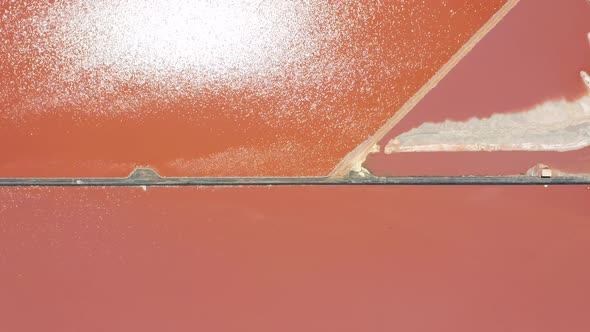 Salt Sea Water Evaporation Ponds with Pink Colour