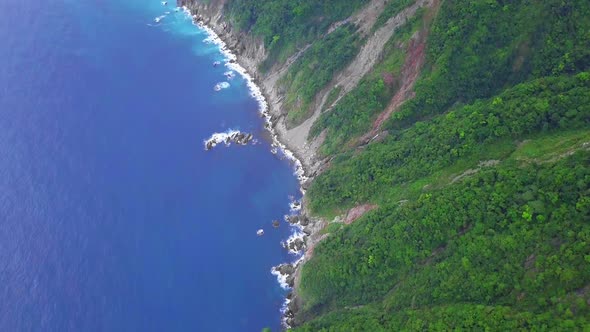 Yilan Coastline in Taiwan. Mountan Terrain of North East Sea Shore Near Taipei City. Aerial View