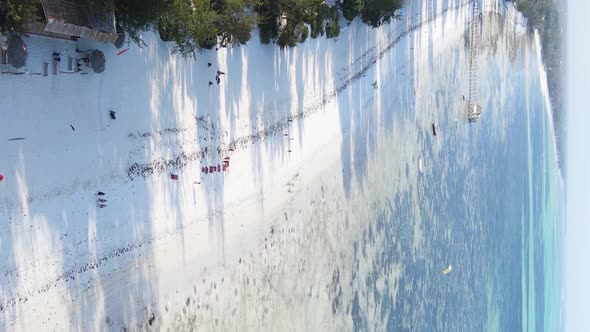 Zanzibar Tanzania  Vertical Video of the Ocean Near the Coast Slow Motion