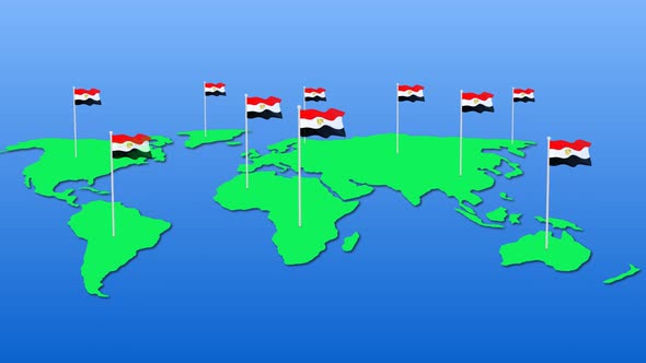 Flag Of Egypt Around The World Flying Wave Animation