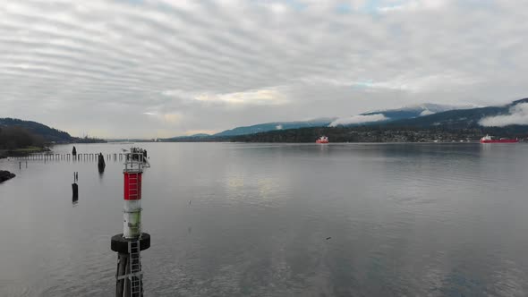 Various drone shots around Barnet Marine Park in Burnaby, British Columbia, Canada. Beautiful lush g