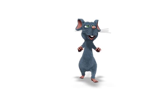 Cartoon 3D Rat Fun Dance  Looped on White