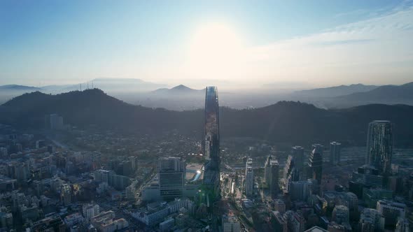 Sunset sky at downtown Santiago Metropolitan Region of Chile.