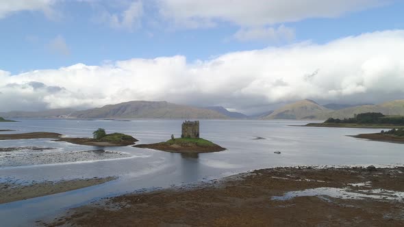 Castle Stalker in Argyll, Scotland.This castle is situated on a tidal islet on Loch Laich, midway b