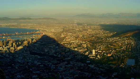 Shadow of a Mountain Overtaking the City - South Africa