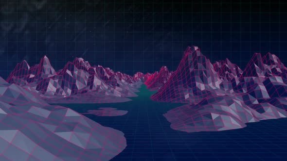 Digitally generated video of mountain 