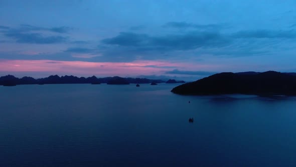 Ariel View Sunset From Ha Long Bay