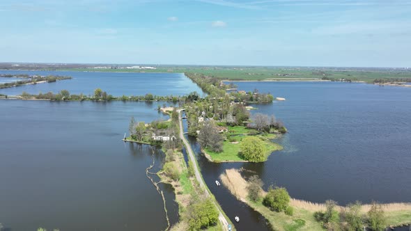 Typical Dutch Nature Lake Scenery at a Sunny Day