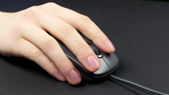 Person Hand on Mouse, Black