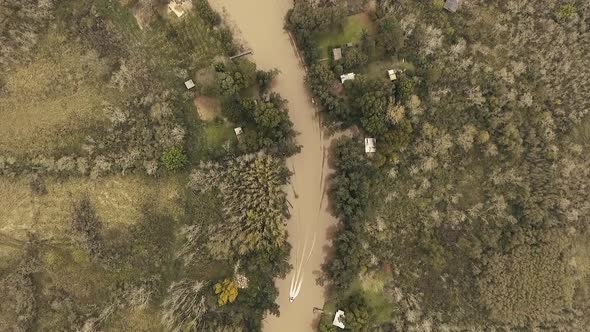 Aerial of Boat Sailing