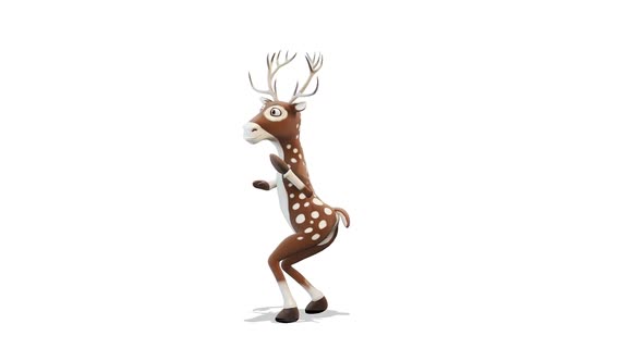 Deer Dancing Around Him A Happy Dance on White Background