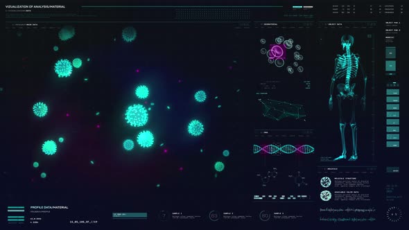 Biohazardous Pandemic Influenza Disease Scan In Medical Interface Background