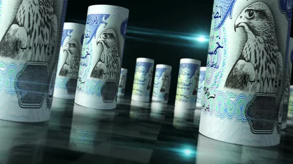 Arab Emirates Dirhams money banknotes rolls seamless loop