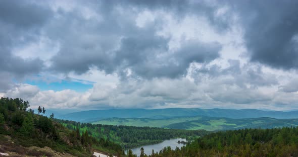 Mountain Lake Timelapse at the Summer or Autumn Time