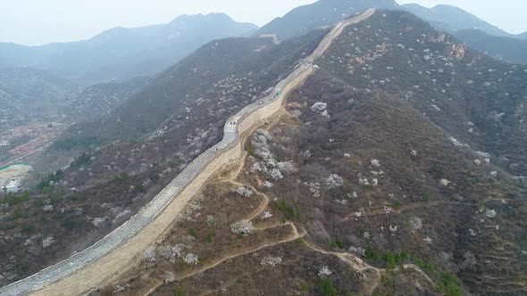 Aerial View of Great Wall of China.