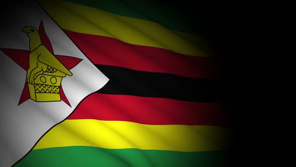 Zimbabwe Flag Blowing in Wind