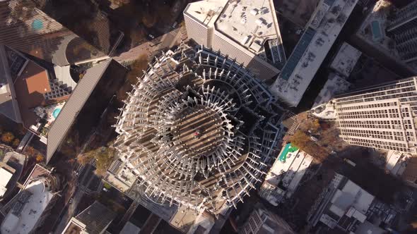 Aerial Spin Over A Skyscraper Bank Of America Tower Charlotte Nc Usa