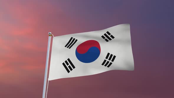 Flag Of South Korea Waving