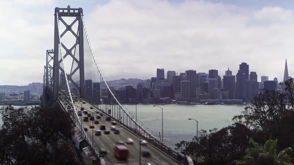 Timelapse of Oakland Bay Bridge and cityscape view of San Francisco, California