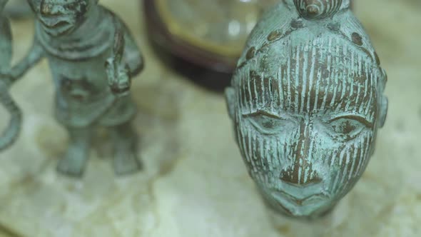 Antique Shop Old Oxidized Copper Figure And Mask