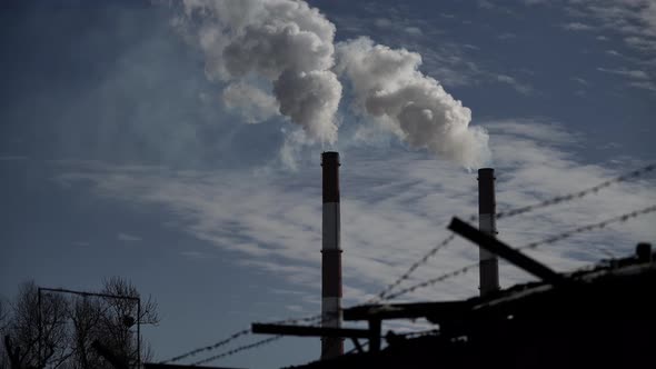 Smoke Comes From the Chimney. Air Pollution. Ecology. Kyiv. Ukraine.