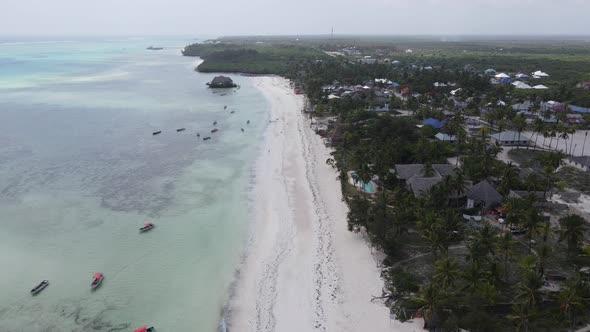 Aerial View of the Beach on Zanzibar Island Tanzania Slow Motion