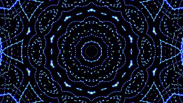 color blue lines glowing waves flower shape background kaleidoscope abstract