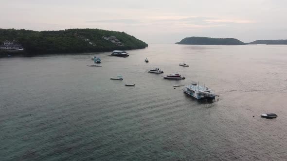 aerial view of around the harbor in nusa penida Bali Indonesia