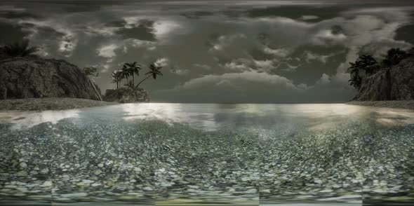 VR 360 Soft Twilight of the Amazing Tropical Marine Beach alt