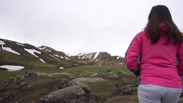Traveler Hikes at Landmannalaugar Iceland Highland