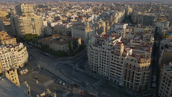 Big Buildings in the Middle of Valencia Cityscape Streets of a Spanish City