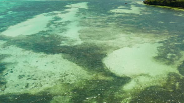 Tropical Landscape with Blue Sea and Coral Reef