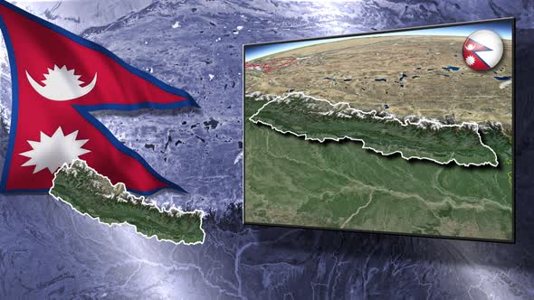 Nepal Flag And Map Animation