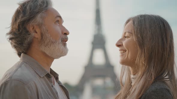 Happy senior couple in Paris.