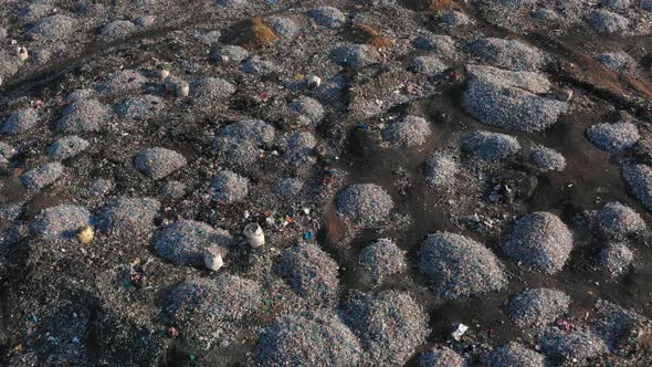 Piles of plastic and garbage in a landfill. Environmental Concept